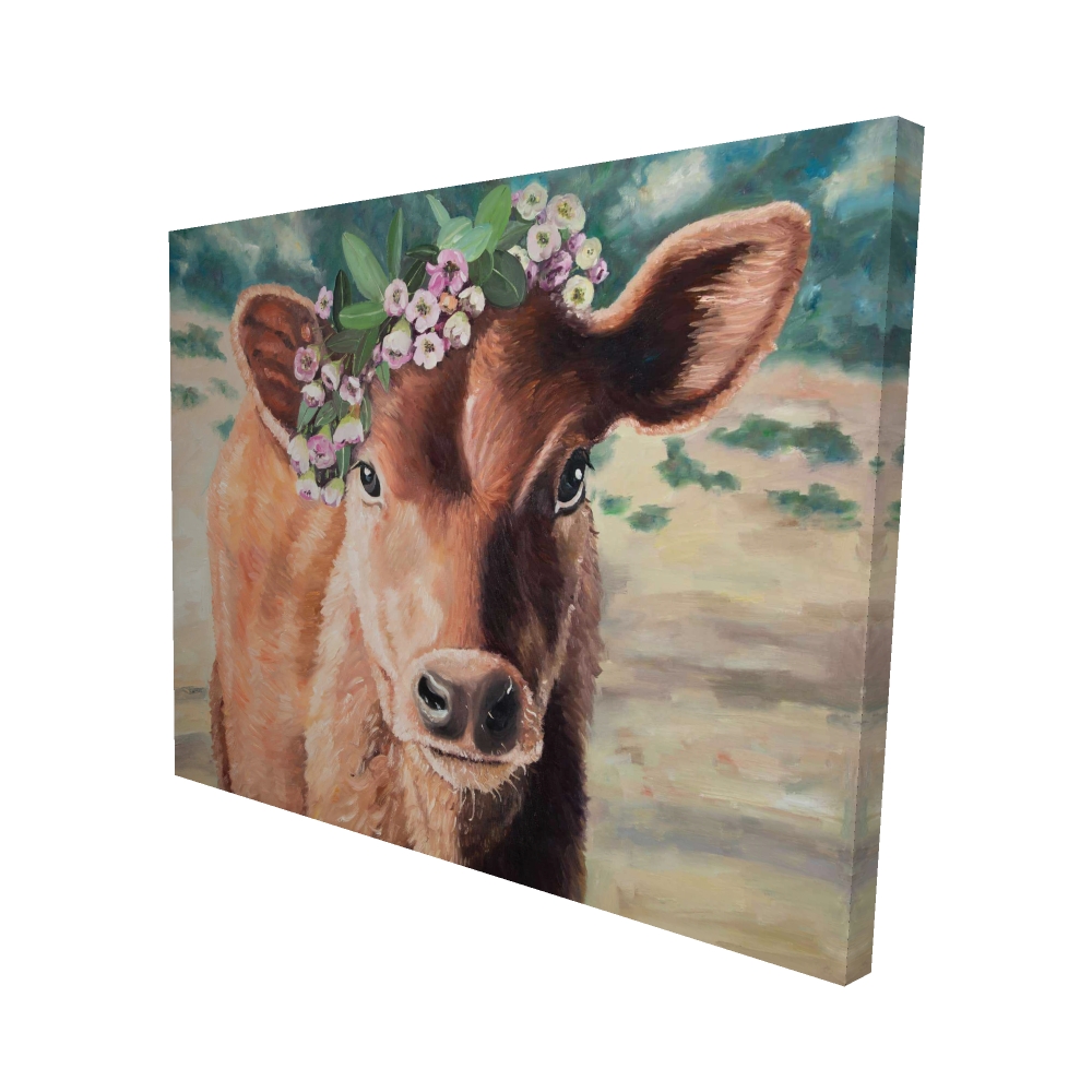 2080-4860-AN512 48 x 60 in. Cute Jersey Cow - Rustic Brown Canvas for Home Decor