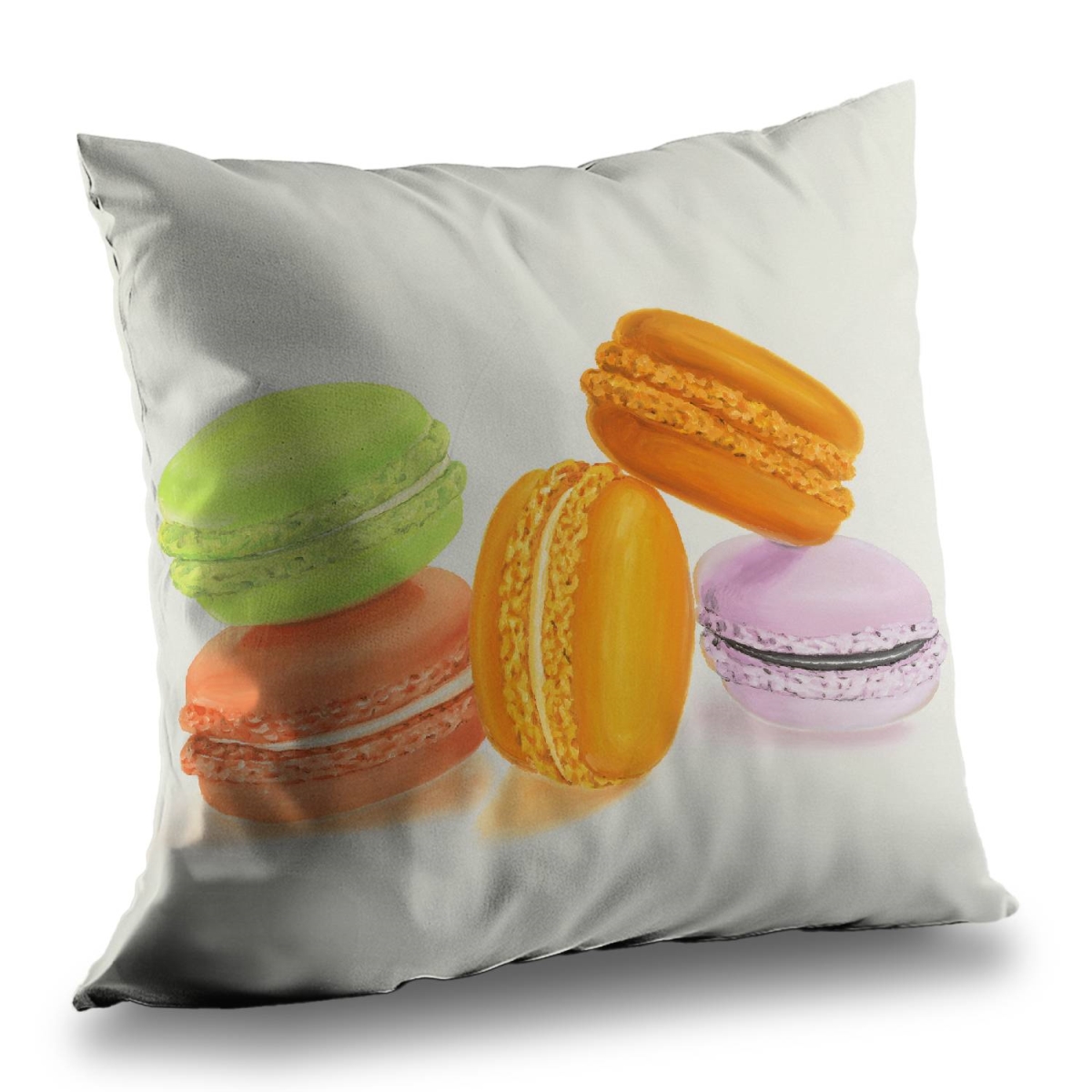C1PT141441TGPQ 14 x 14 in. Small Bites of Macaroons - Orange Still Life Throw Pillow