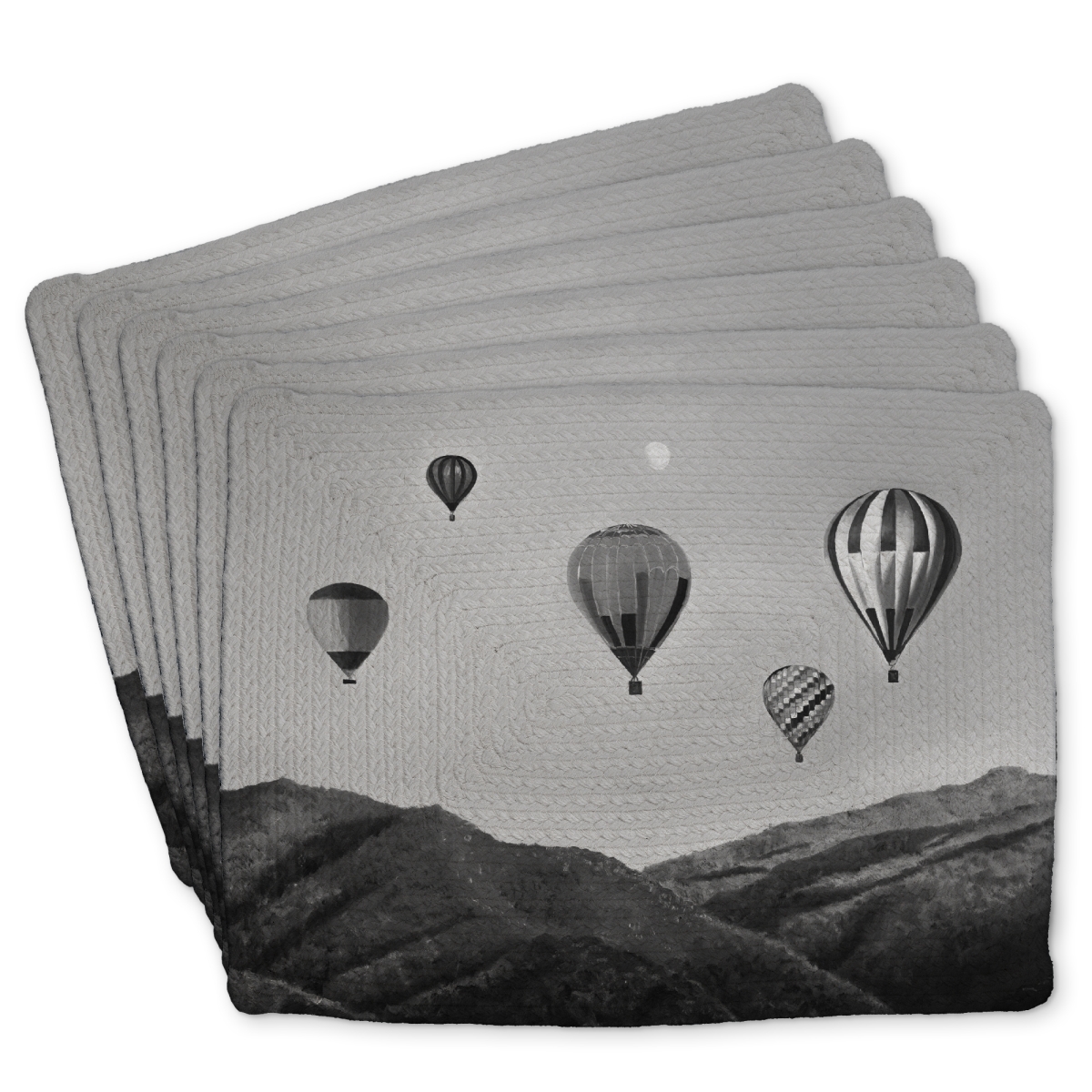 Picture of Begin Home Decor C6BP1418C4AZCZ 14 x 18 in. Air Balloon Landscape Braided Polyester Placemat - Home Decor - Set of 6