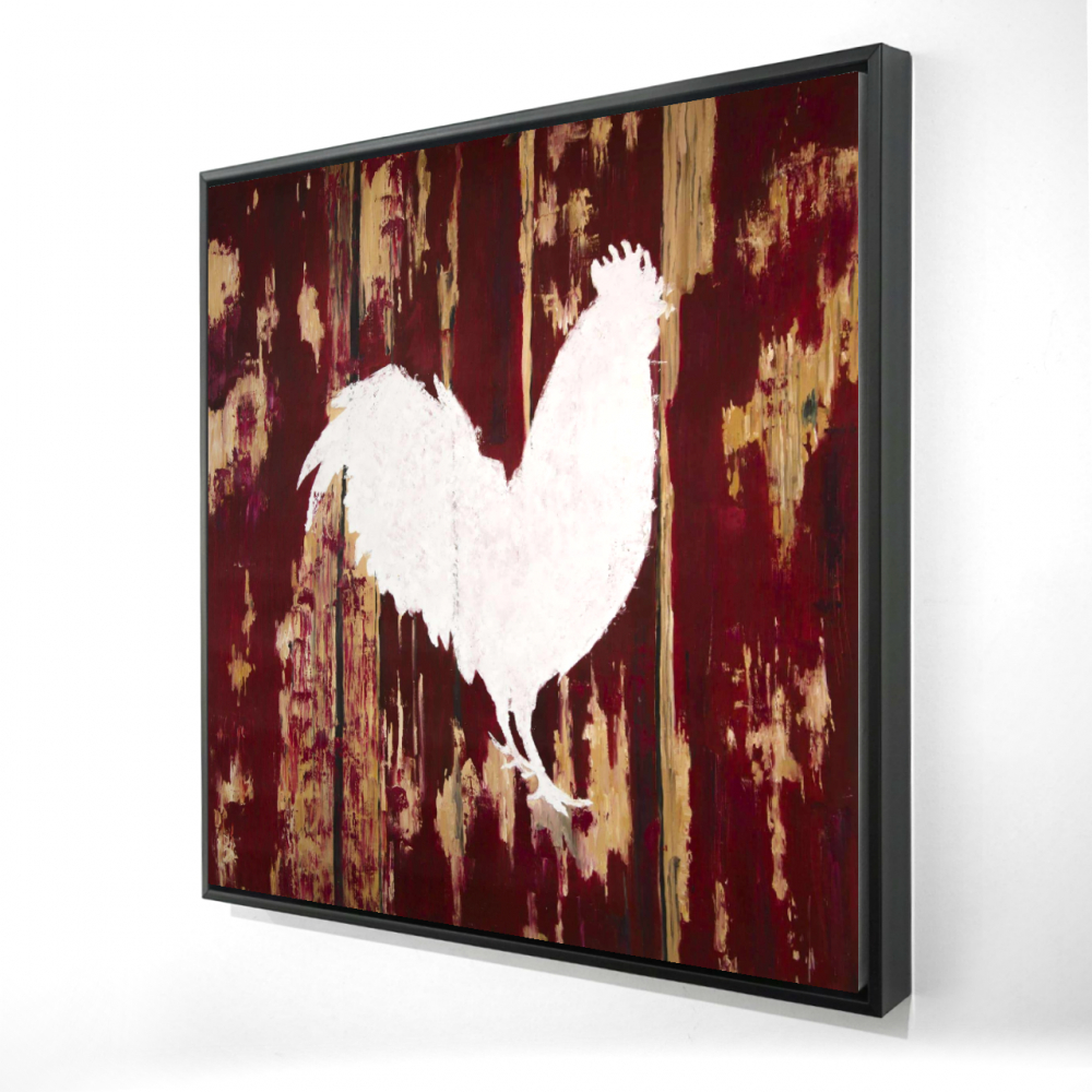 2081-2424-AN507 24 x 24 in. Rustic White Kitchen Canvas - Rooster Silhouette Wall Art