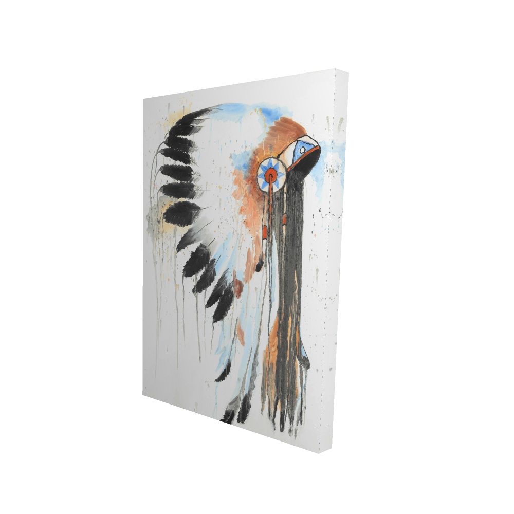 2080-3624-MI59 24 x 36 in. Indian War Bonnet - Feathers Black Canvas Home Decor