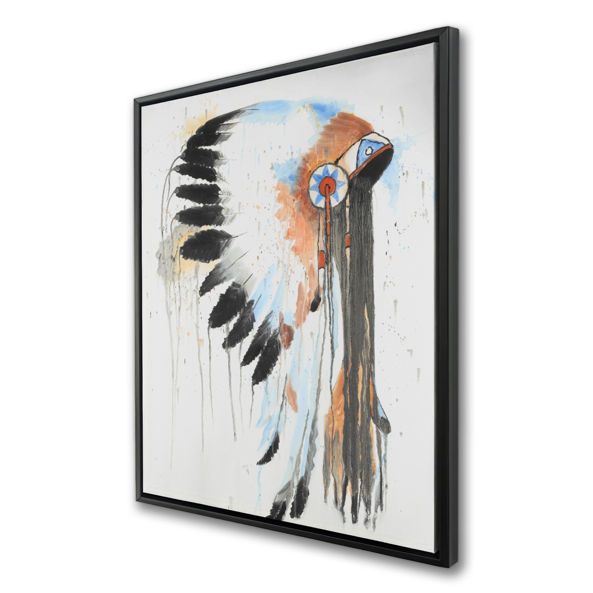 C1FC36483S1DLP 36 x 48 in. Indian War Bonnet - Office Feathers Framed Canvas Decor