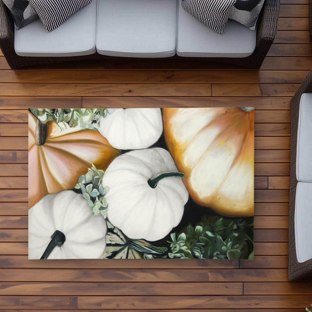C1ROAR35BCNUHG 3 x 5 ft. Fall Pumpkins Outdoor Area Rug - Gastronomy Hyperrealist Decor - Rectangle