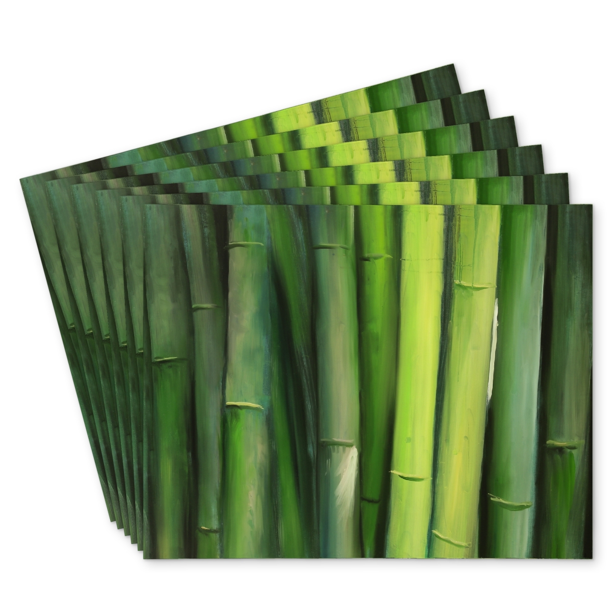 Picture of Begin Home Decor C6PP1418YIUNI4 14 x 18 in. Green Bamboo Polyester Placemat - Stylish Home Decor Accessory - Set of 6