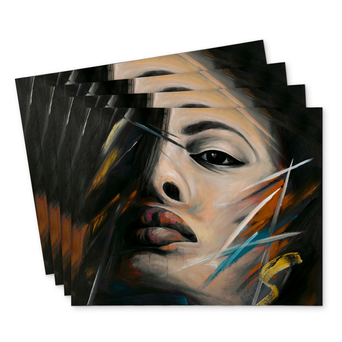 Picture of Begin Home Decor C4PP14184WB6XE 14 x 18 in. Abstract Woman Portrait Polyester Placemat - Home Decor Accent - Set of 4