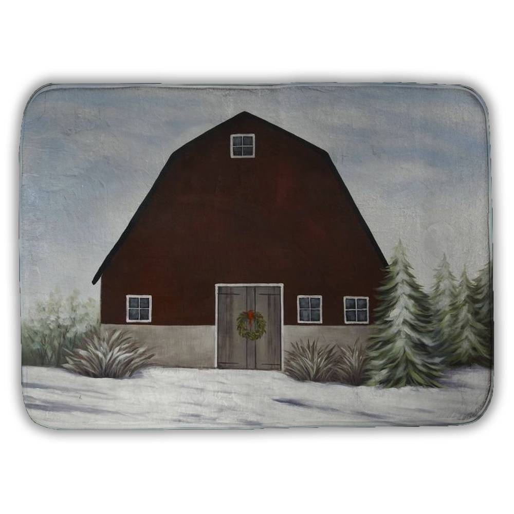 5930-1724-AR14 17 x 24 in. Its Winter on the Farm Bath Mat - Trees White Architecture Decor