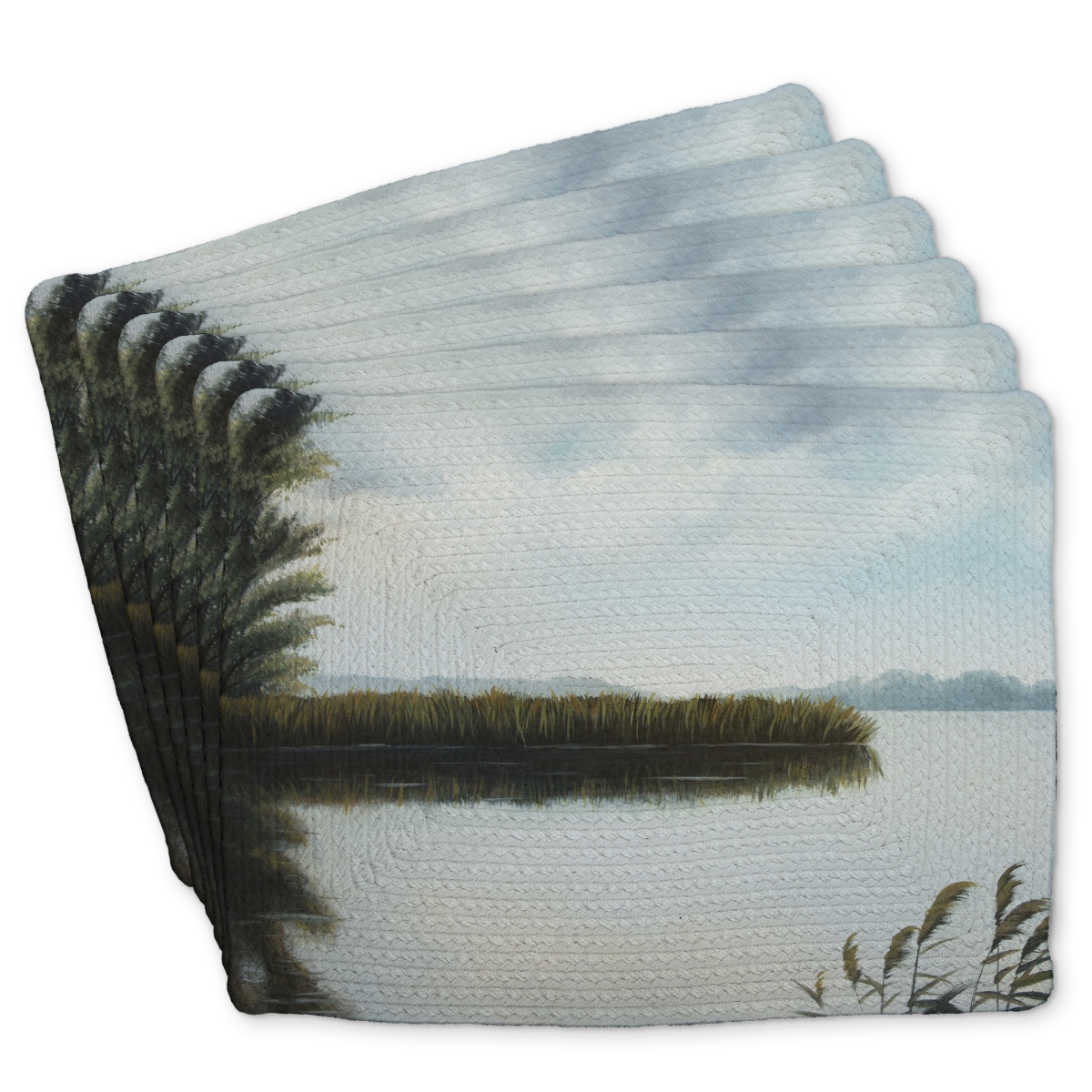 Picture of Begin Home Decor C6BP1418IV2USS 14 x 18 in. Quiet Lake Braided Polyester Placemat for Home Decor - Elegant - Set of 6