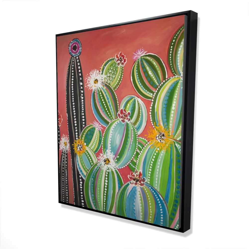 2081-6048-FL365 48 x 60 in. Rainbow Cactus - Exotic Office Framed Canvas for Home Decor
