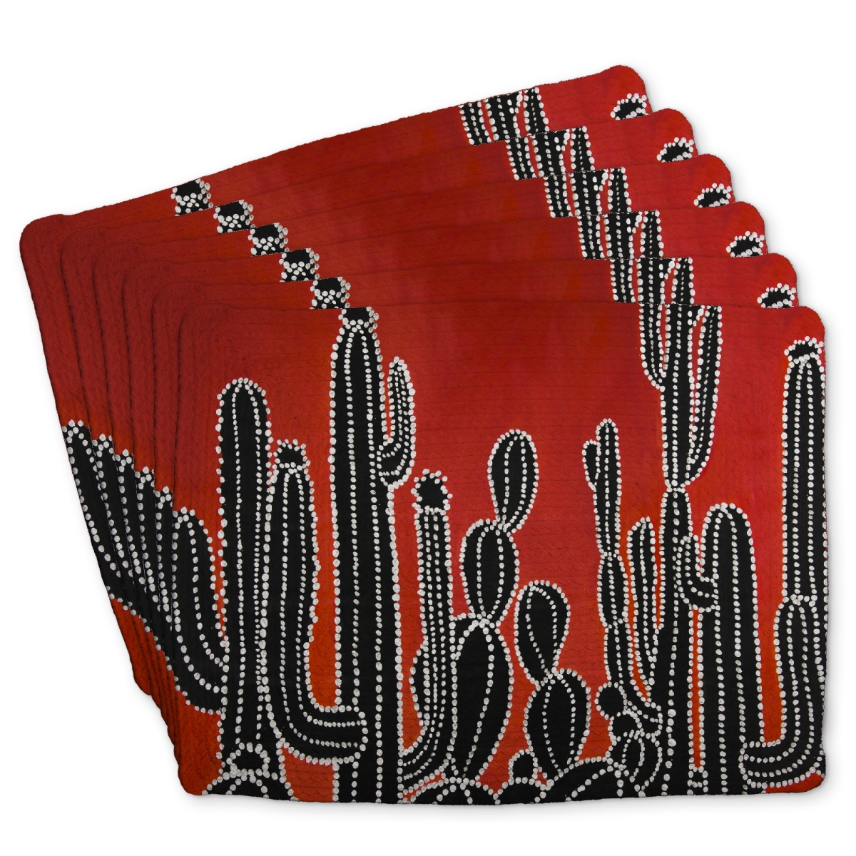 Picture of Begin Home Decor C6BP1418K55IK6 14 x 18 in. Black Tall Cactus Braided Polyester Placemats for Home Decor - Set of 6