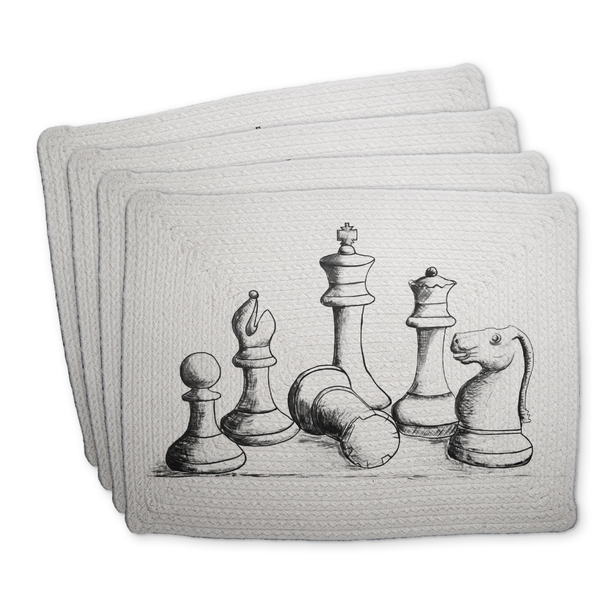 Picture of Begin Home Decor C4BP1418CM4RQR 14 x 18 in. Chess Game Pieces - Braided Polyester Placemat for Home Decor - Set of 4