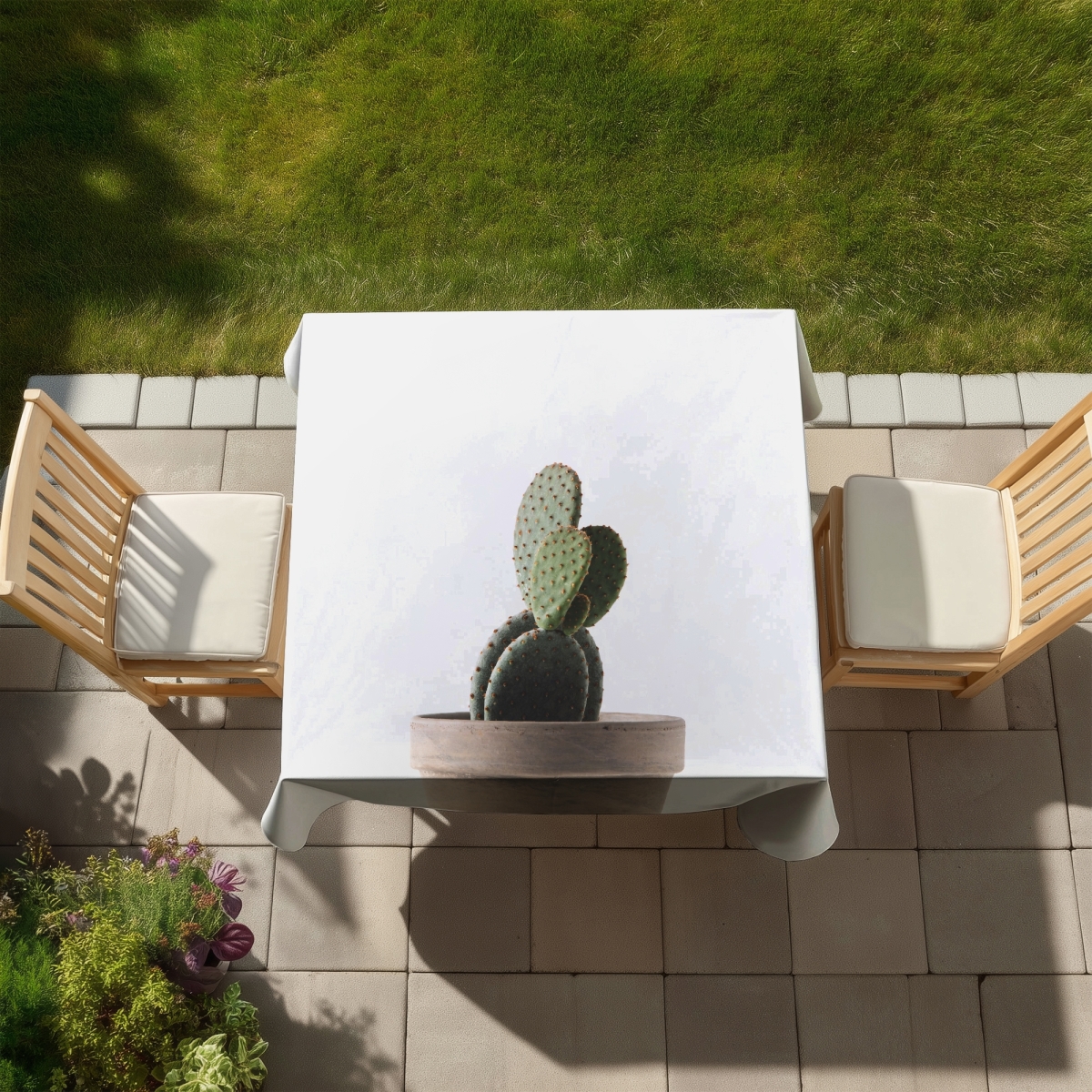Picture of Begin Home Decor C1TC5858IJJRVB 58 x 58 in. Potted Cactus Tablecloth - Botanical Green Indoor & Outdoor Decor