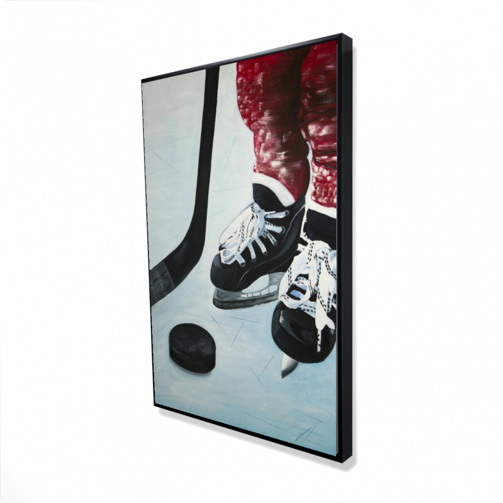 2081-3624-SP78 24 x 36 in. Young Hockey Player - Blue Hyperrealist Framed Canvas Decor