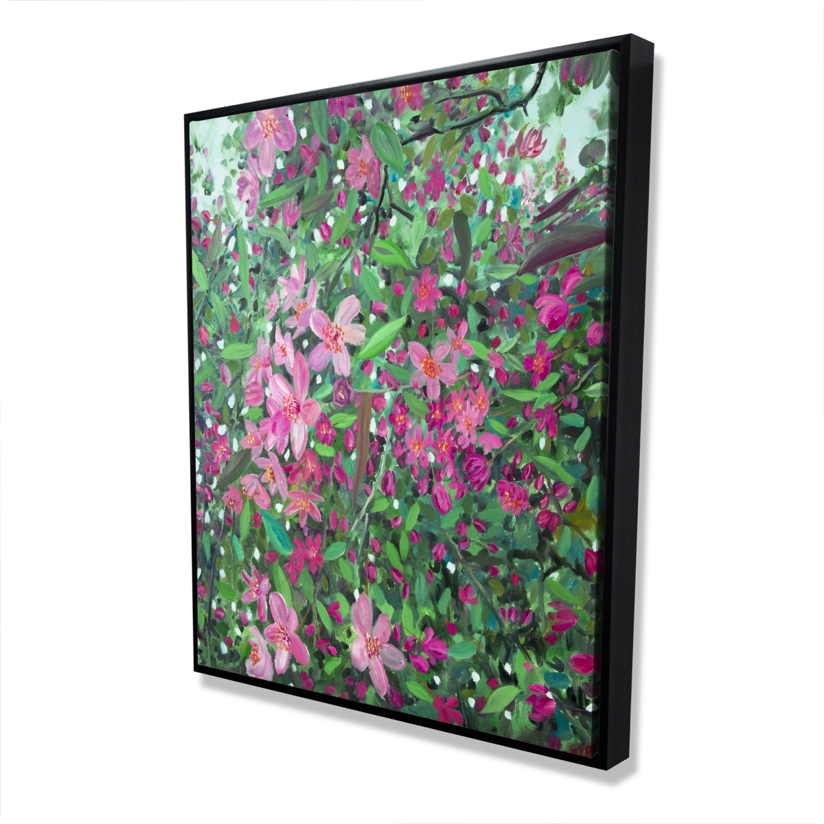 C1FC4860TSQ3HC 48 x 60 in. Cherry Tree Blooming - Leaves Purple Framed Canvas Art
