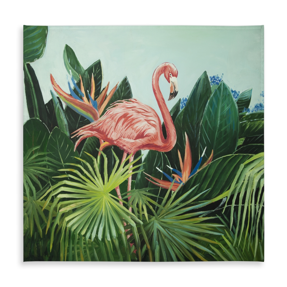 Picture of Begin Home Decor C1TC5858SZIPRG 58 x 58 in. Tropical Flamingo Pink Botanical Tablecloth - Home Decor