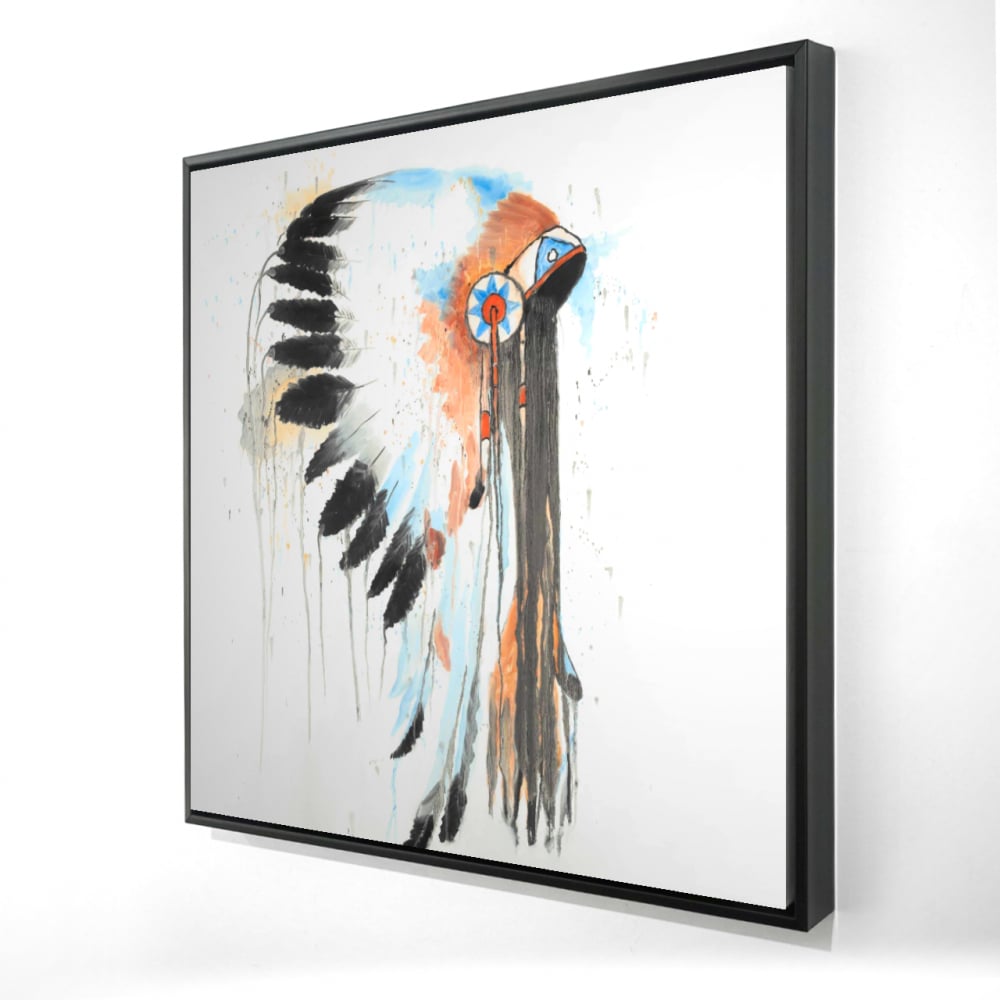 2081-3636-MI59 36 x 36 in. Indian War Bonnet Canvas - Unique Living Room Decor Art