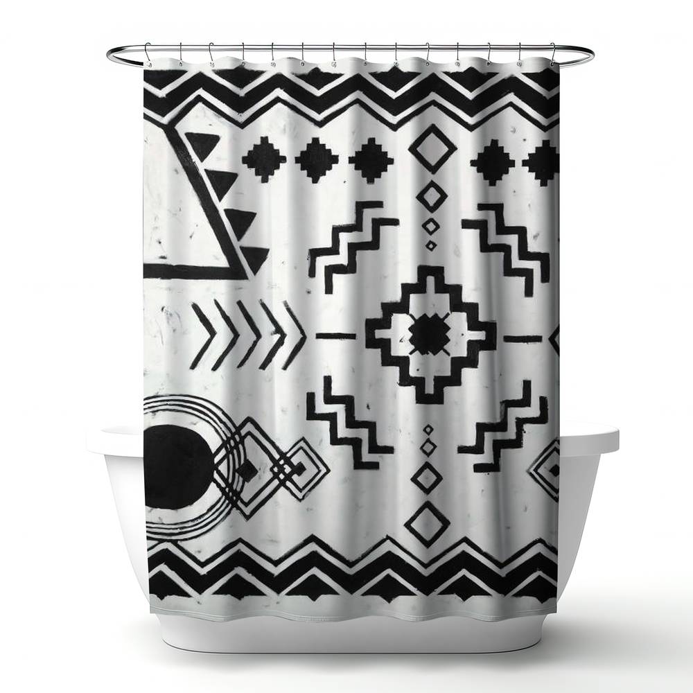 4240-7174-PA8 71 x 74 in. Ethnic Patterns Shower Curtain - Shapes Patterns Home Decor