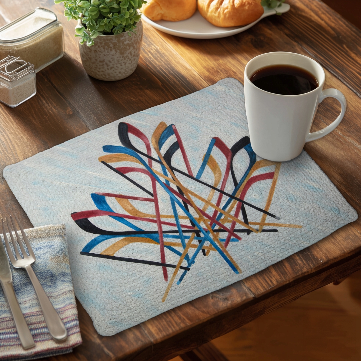 Picture of Begin Home Decor CBPM1418YWFJM0 14 x 18 in. Canadian Hockey Braided Polyester Placemat - Snow Sports Decor