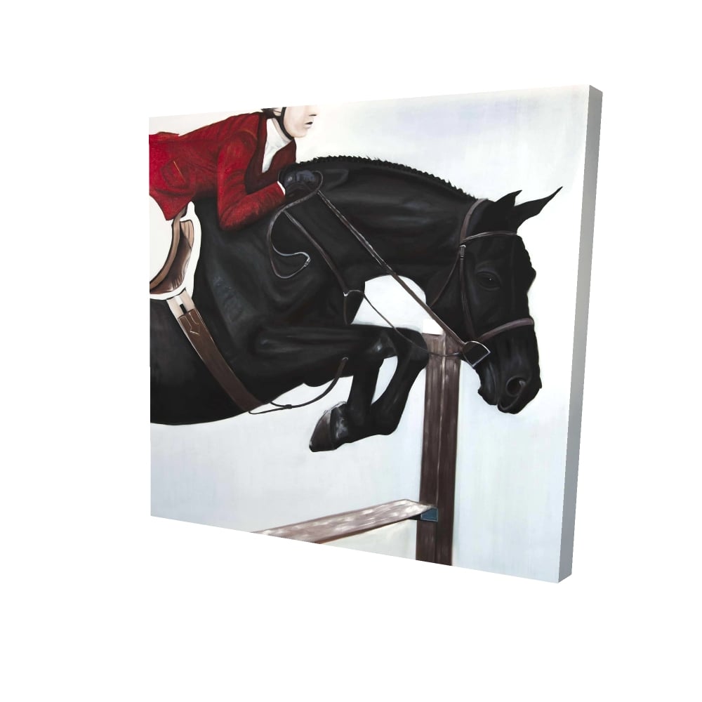 2080-3636-SP80 36 x 36 in. Riding Competition - Hyperrealist Red Canvas for Home Decor
