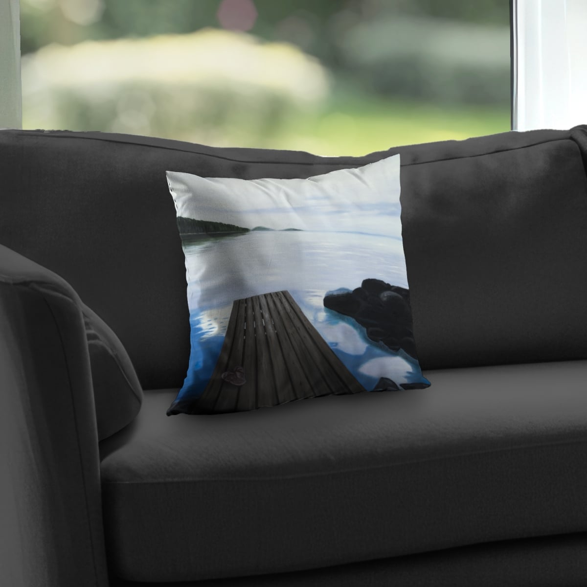 C1PC141420G03Q 14 x 14 in. Evening on the Dock - Sea Coastal Poly Twill Throw for Decor