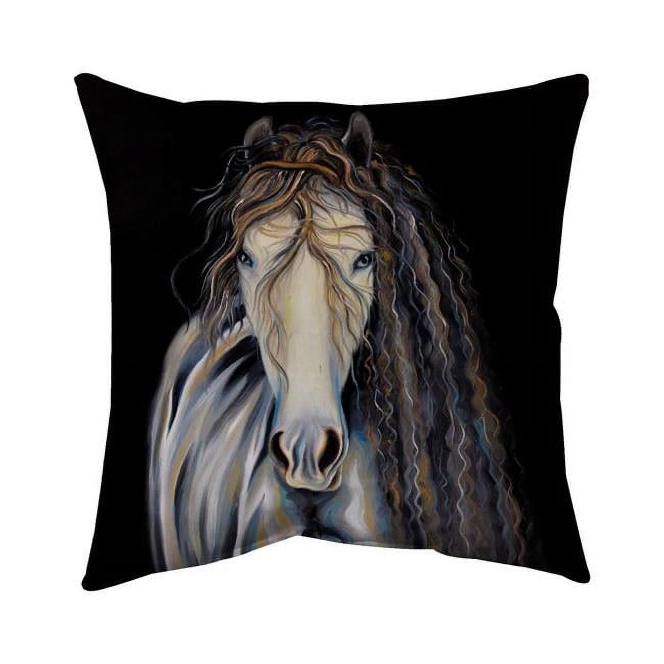 20 x 20 in. Abstract Horse with Curly Mane-Double Sided Print Indoor Pillow