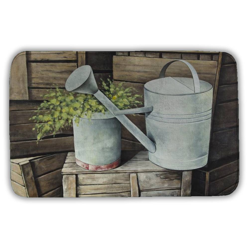 5930-2134-SL30 21 x 34 in. Vintage Watering Can Bath Mat - Object Still Life Decor