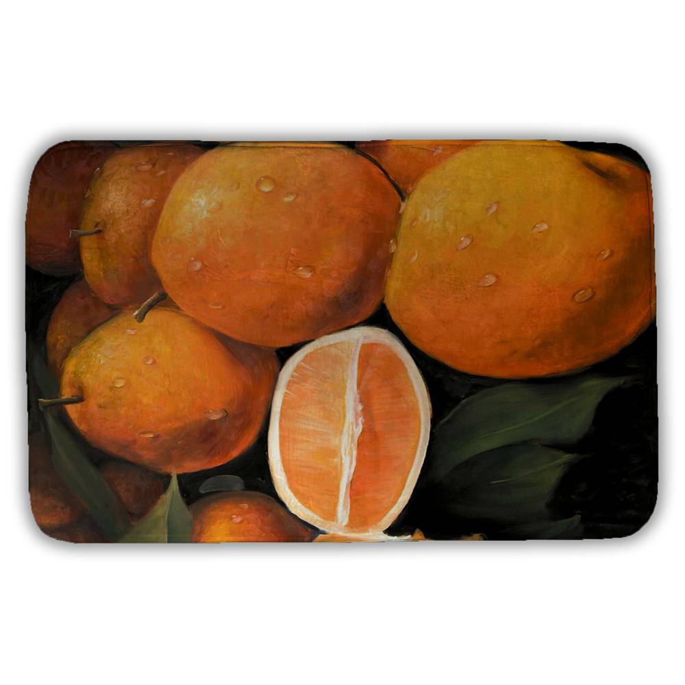5930-3421-GA59 21 x 34 in. Green Hyperrealist Kitchen Bath Mat - Fresh Oranges Decor