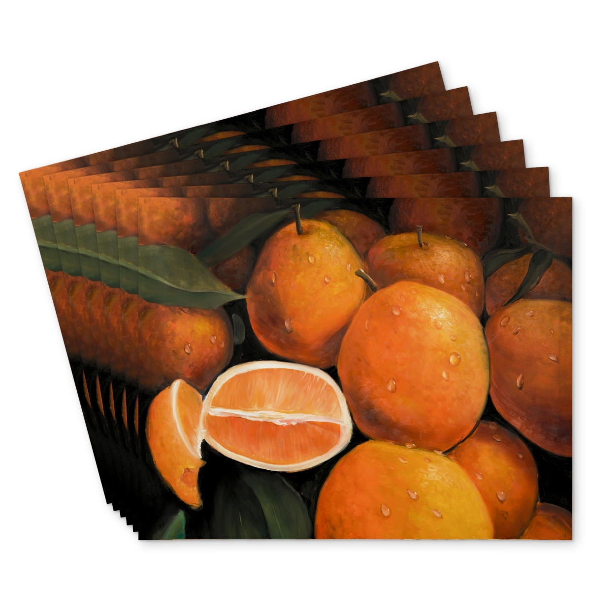 Picture of Begin Home Decor C6PP1418L0XG38 14 x 18 in. Fresh Oranges Polyester Placemat - Stylish Home Decor Accent - Set of 6
