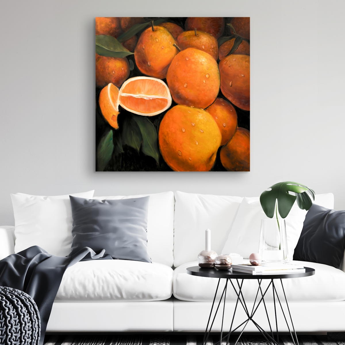 C1RC3232UJQ6RE 32 x 32 in. Fresh Oranges - Hyperrealist Still Life Canvas for Home Decor