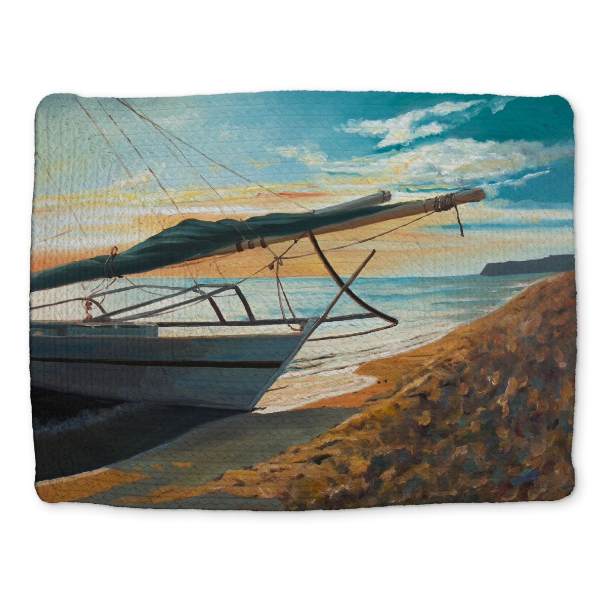 Picture of Begin Home Decor CBPM1418I1RG9C 14 x 18 in. Peaceful Seaside Coastal Boat Bathroom Braided Placemat Decor
