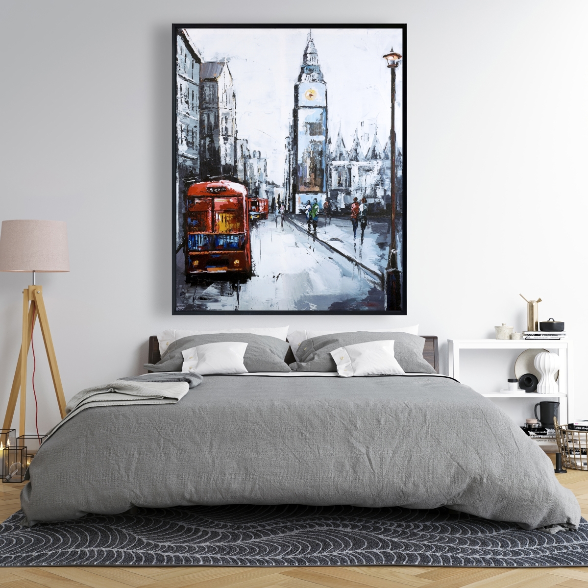 C1FC4860SS9M6N 48 x 60 in. Abstract London & Red Bus - Framed Canvas Home Decor