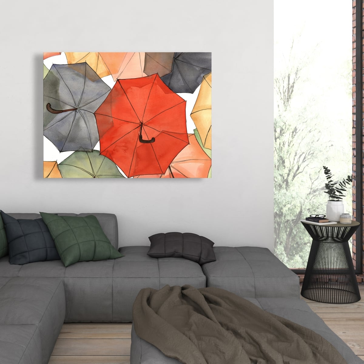 C1RC3648WIDMD4 36 x 48 in. The Umbrellas of Petit Champlain - Red Object Canvas Art