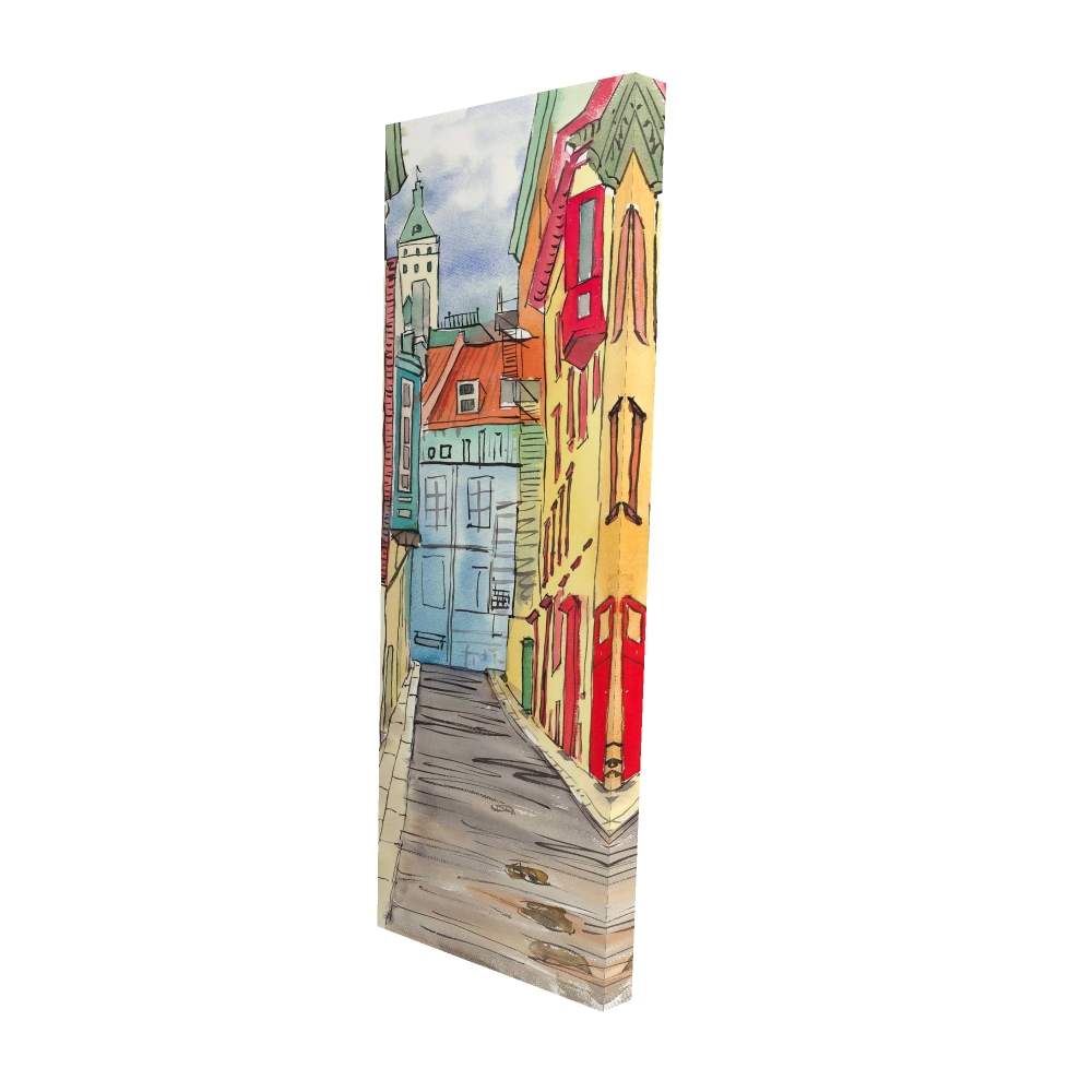 2080-6020-PL2 20 x 60 in. Lane in Le Petit Champlain - Cities Illustrative Canvas Art