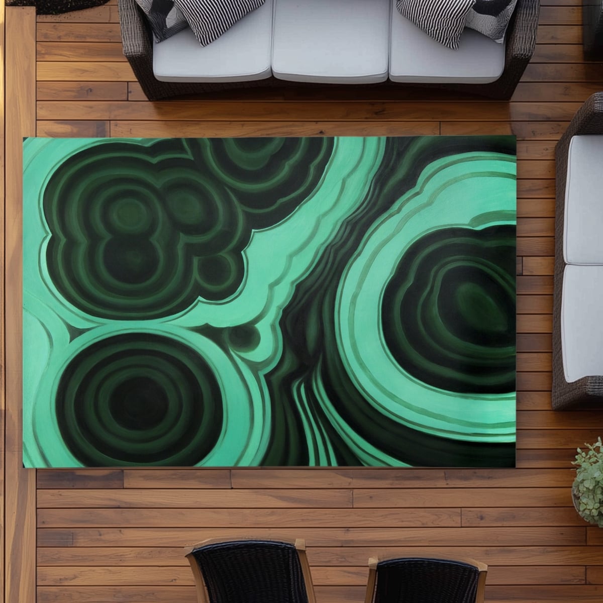C1ROAR577Q9PBH 5 x 7 ft. Malachite Stone Rug - Green Outdoor Area Rug for Home Decor - Rectangle