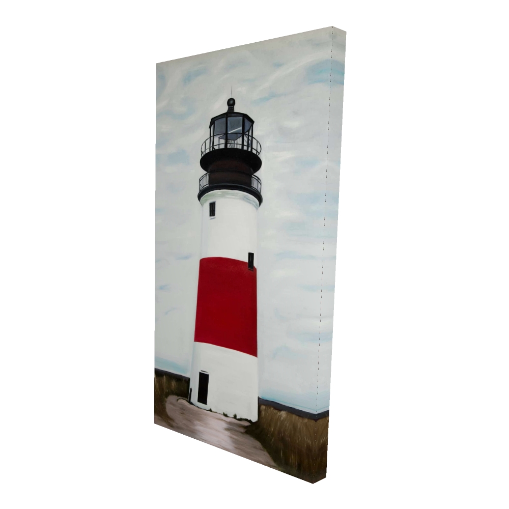 2080-4824-CO154 24 x 48 in. Sankaty Head Lighthouse Blue Bathroom Canvas - Home Decor