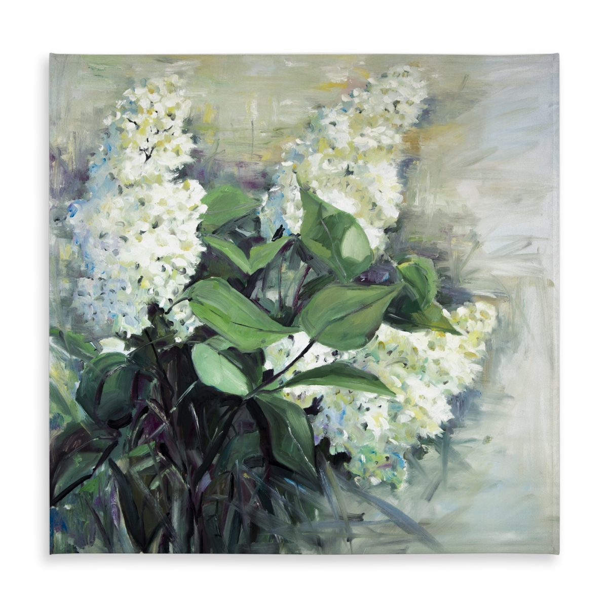 Picture of Begin Home Decor C1TC5858KFEQWN 58 x 58 in. Blue Floral Tablecloth - White Lilacs Indoor & Outdoor Decor