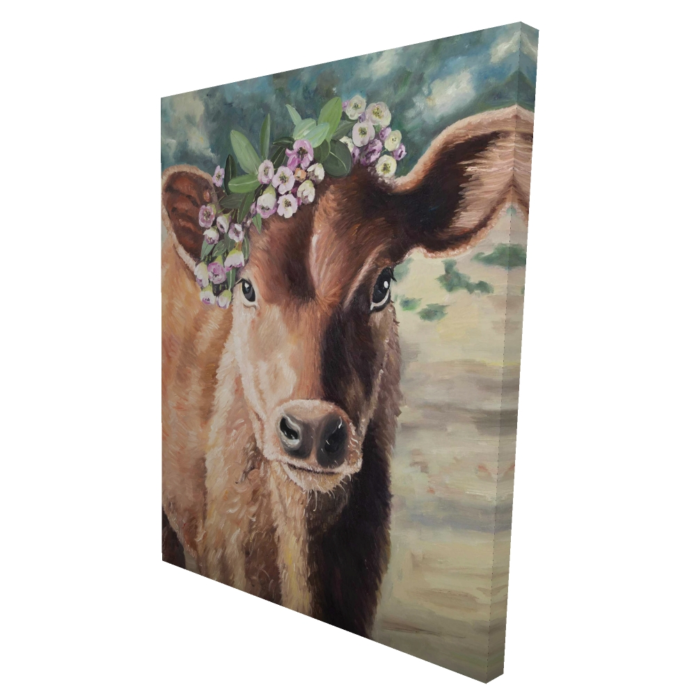 2080-4836-AN512 36 x 48 in. Cute Jersey Cow - Brown Bedroom Canvas for Home Decor