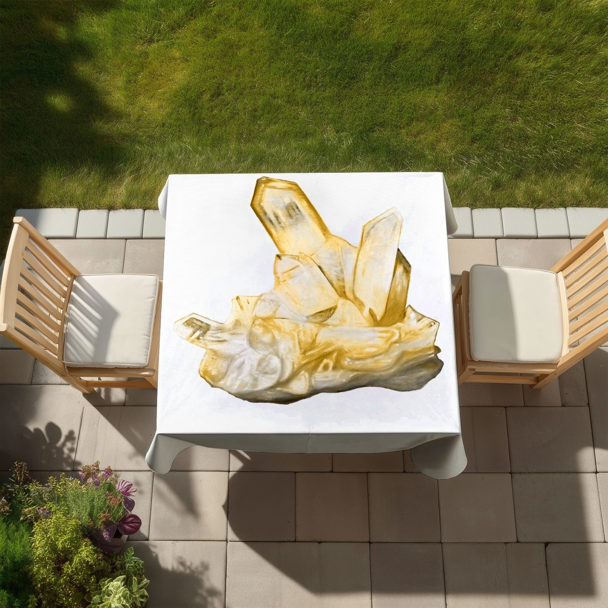 Picture of Begin Home Decor C1TC5858K6ESNY 58 x 58 in. Citrine Stone Yellow Tablecloth - Modern Minerals Home Decor