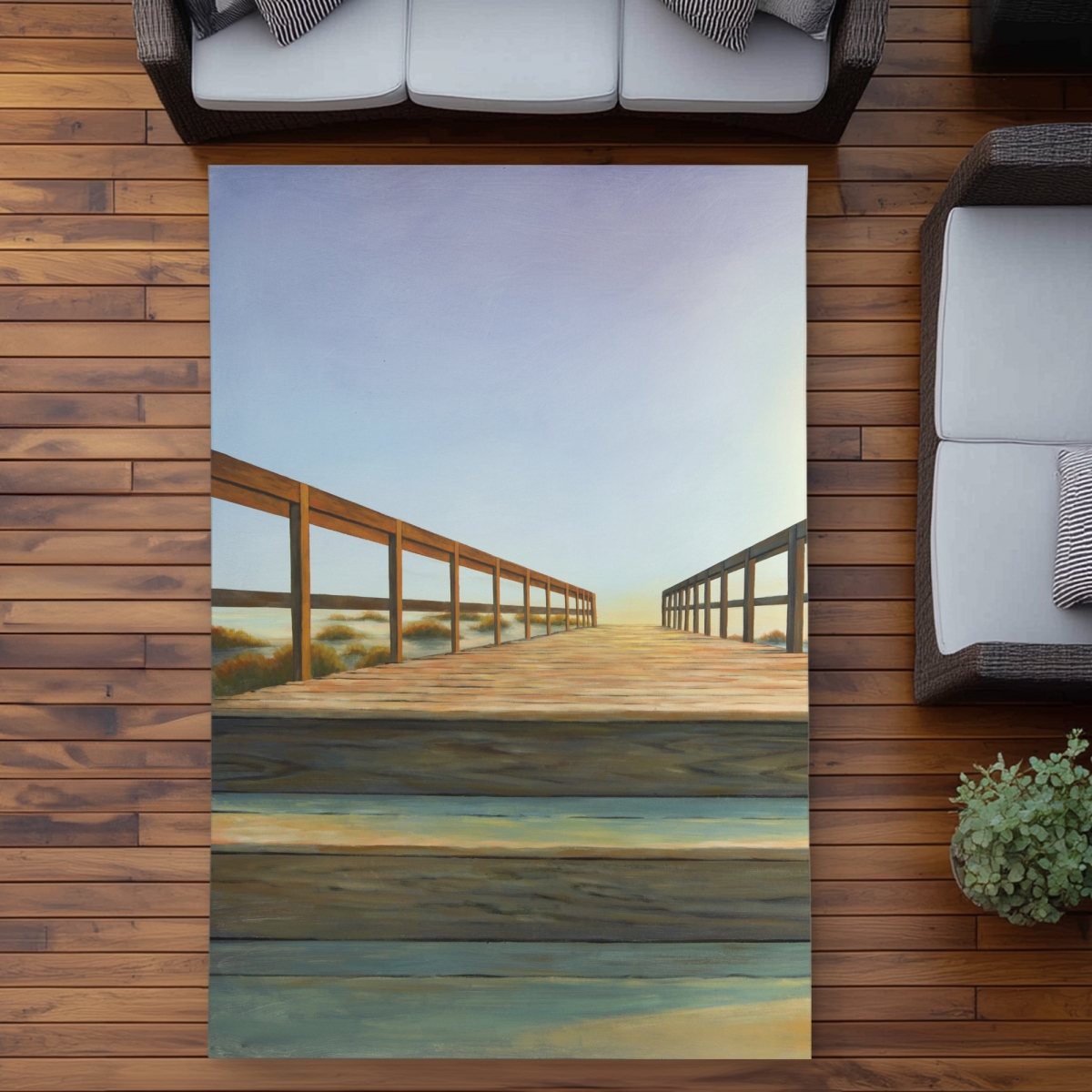C1ROAR57W8BHIZ 5 x 7 ft. Footbridge Beach Coastal Outdoor Area Rug for Home Decor - Rectangle