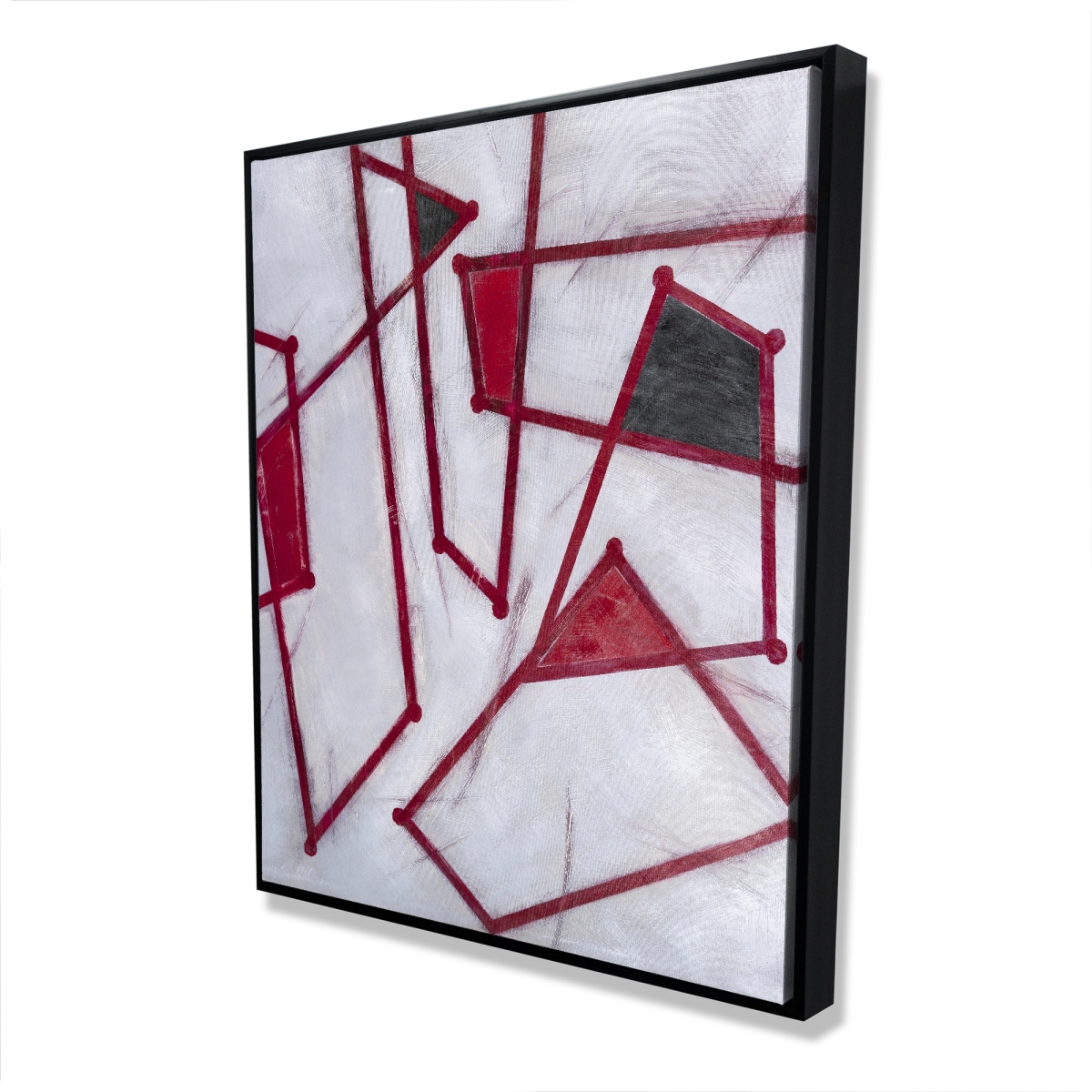 C1FC48601LD6ST 48 x 60 in. Red Outlines Shapes - White Framed Canvas for Home Decor