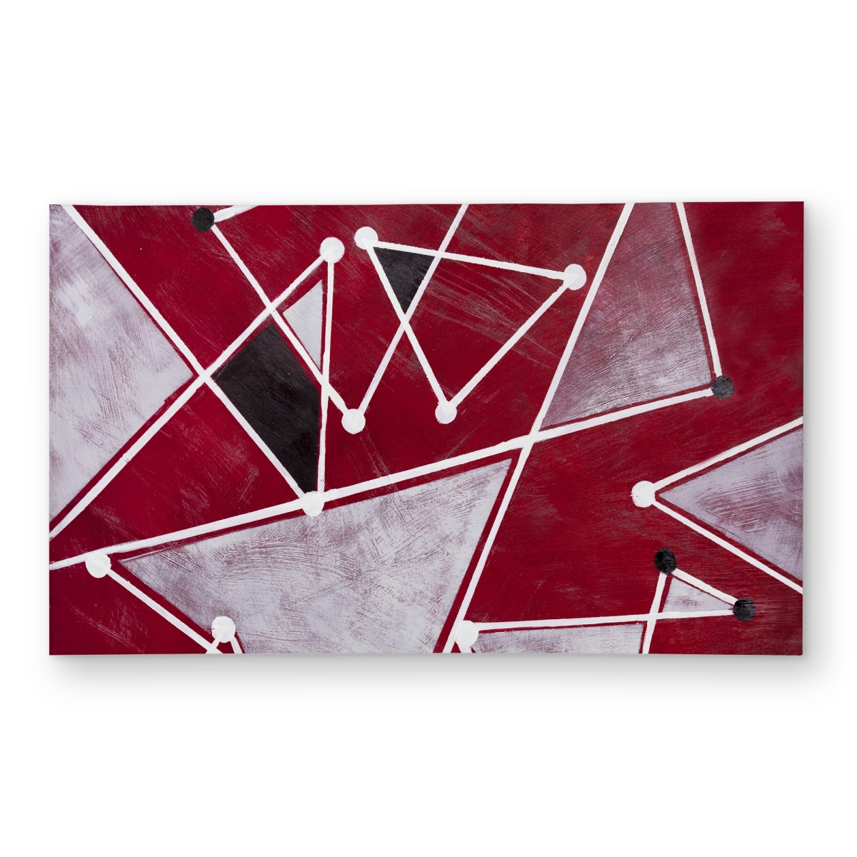 C1ROAR359TXSIH 3 x 5 ft. Black Abstract Outdoor Area Rug - White Triangles Red Background - Rectangle