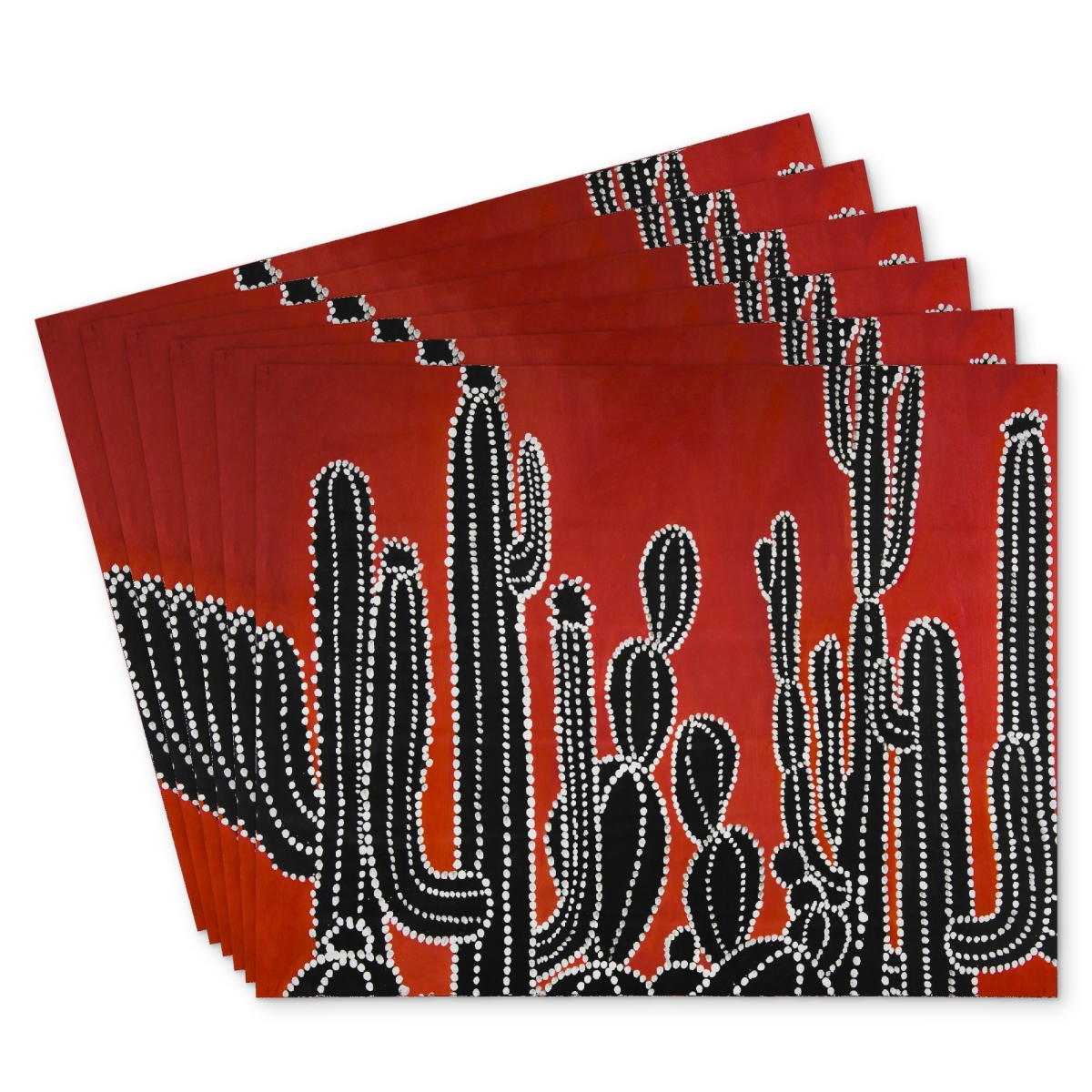 Picture of Begin Home Decor C6PP14189AG8VT 14 x 18 in. Black Tall Cactus Polyester Placemat - Home Decor Accent - Set of 6
