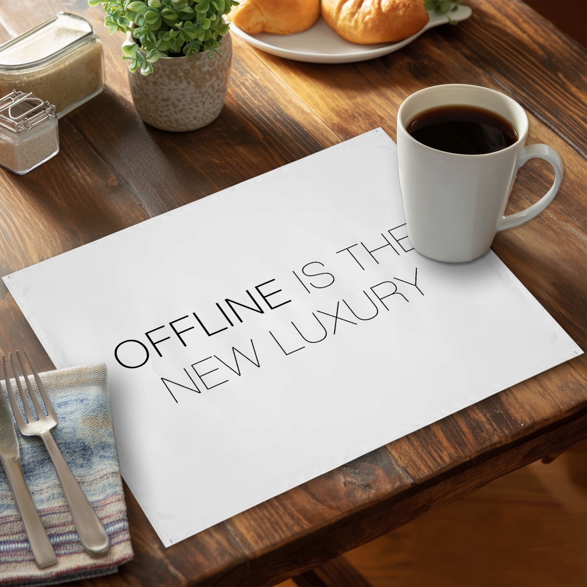 Picture of Begin Home Decor C6PP1418EIV8NQ 14 x 18 in. Offline is the   Luxury - Polyester Placemat for Home Decor - Set of 6