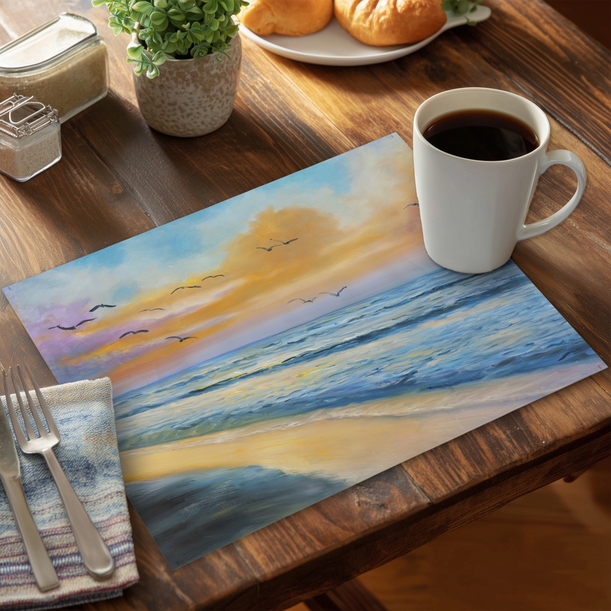 Picture of Begin Home Decor C4PP1418TTYZHZ 14 x 18 in. Breathtaking Tropical Sunset Polyester Placemat - Home Decor - Set of 4