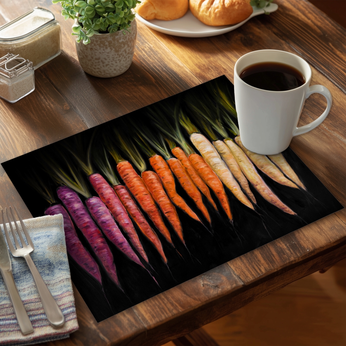 Picture of Begin Home Decor C4PP1418CB31XA 14 x 18 in. Colorful Carrots Polyester Placemat - Vibrant Home Decor - Set of 4