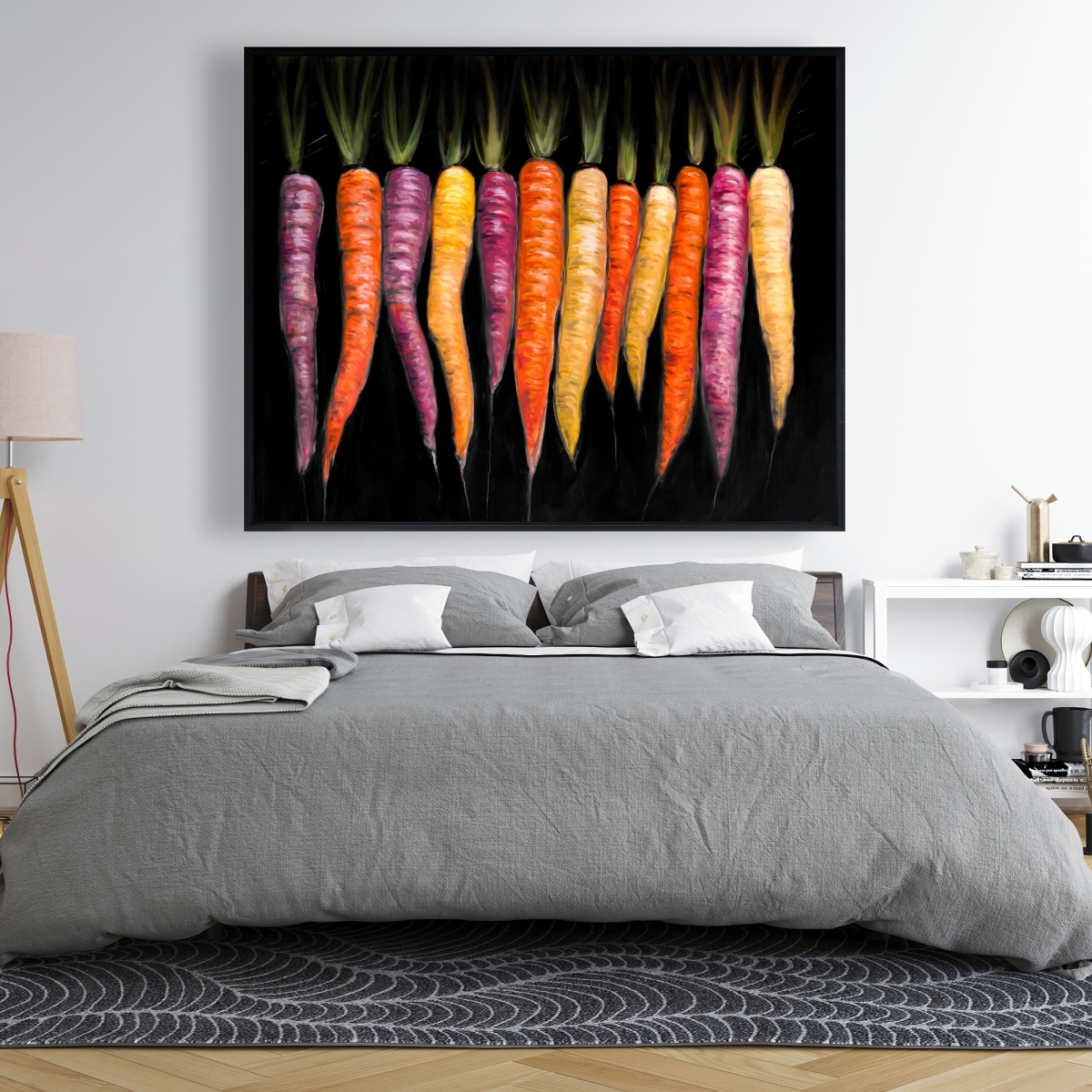 C1FC4860ANRWAN 48 x 60 in. Carrots Varieties - Kitchen Purple Framed Canvas Decor
