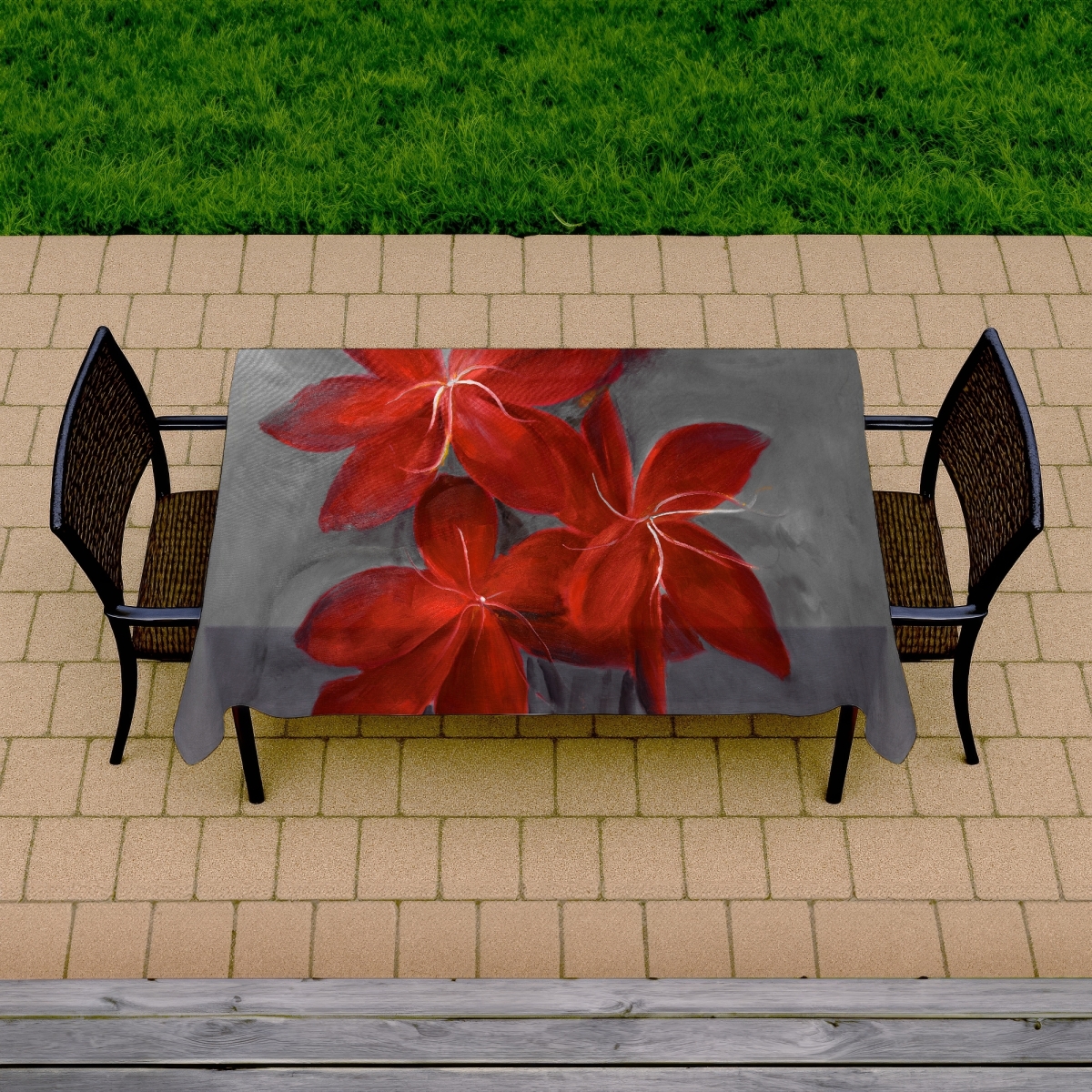 Picture of Begin Home Decor C1TCLRGEW5XHK8 58 x 102 in. Gray Asiatic Lily Tablecloth - Botanical Indoor & Outdoor Decor