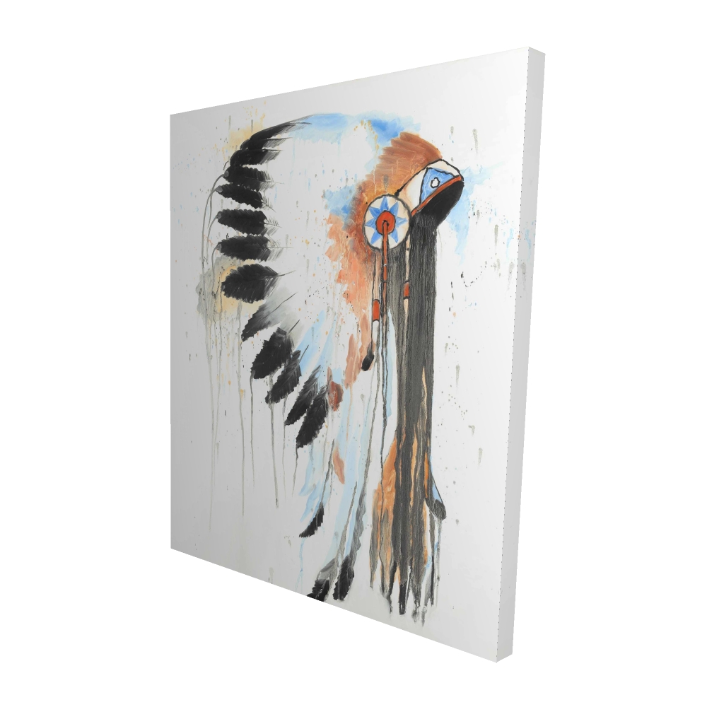 2080-6048-MI59 48 x 60 in. Indian War Bonnet - Blue Canvas Home Decor - Unique Wall Art