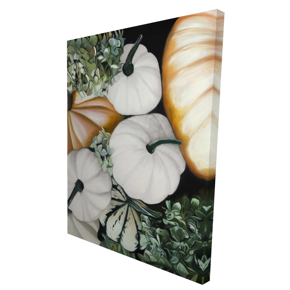 2080-4836-GA121 36 x 48 in. Fall Pumpkins - Orange Hyperrealist Canvas for Home Decor
