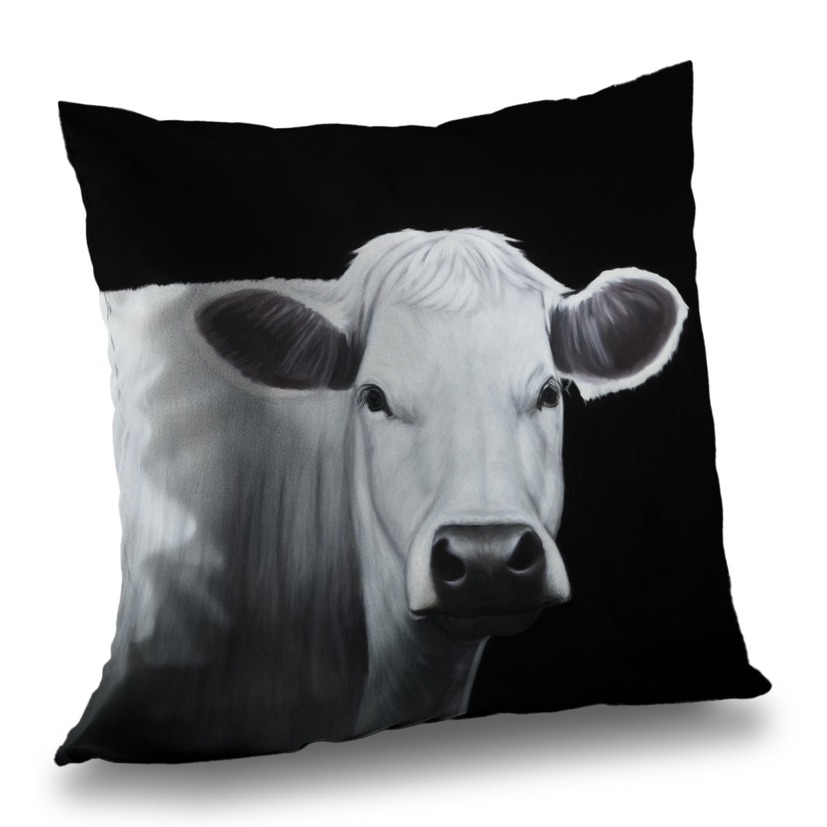 C1PT1414HE3B0J 14 x 14 in. White Cow - White Kitchen Poly Twill Throw Pillow Insert