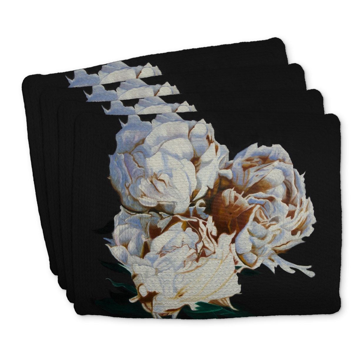 Picture of Begin Home Decor C4BP1418VZ1RM6 14 x 18 in. Blooming Peonies Braided Polyester Placemat for Home Decor - Set of 4